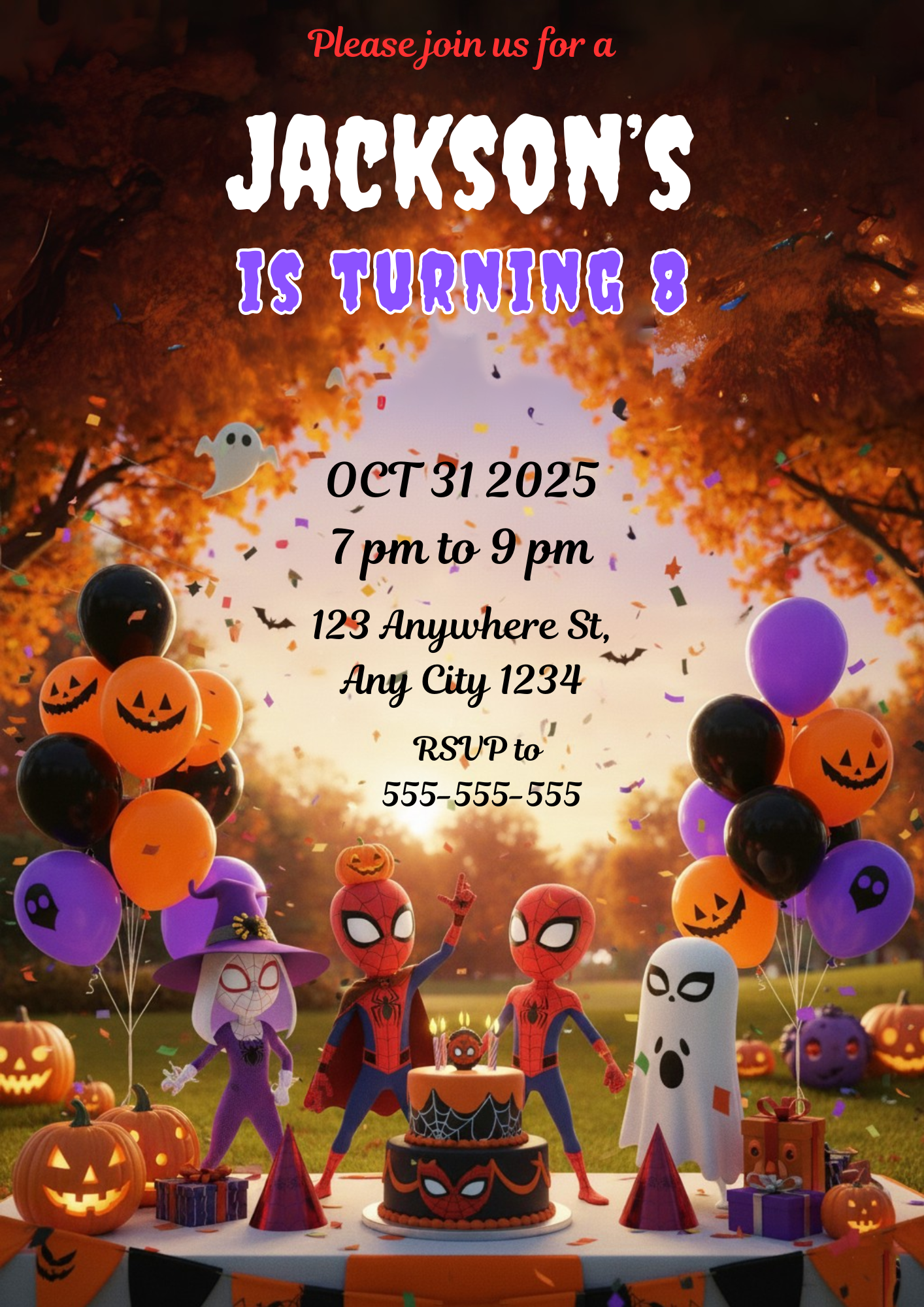 Spidey and His Amazing Friends Halloween Birthday Invitation - CreativeRino