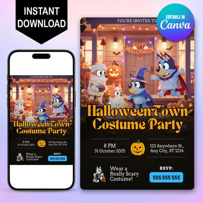 Bluey and Bingo Halloween Invitation - CreativeRino