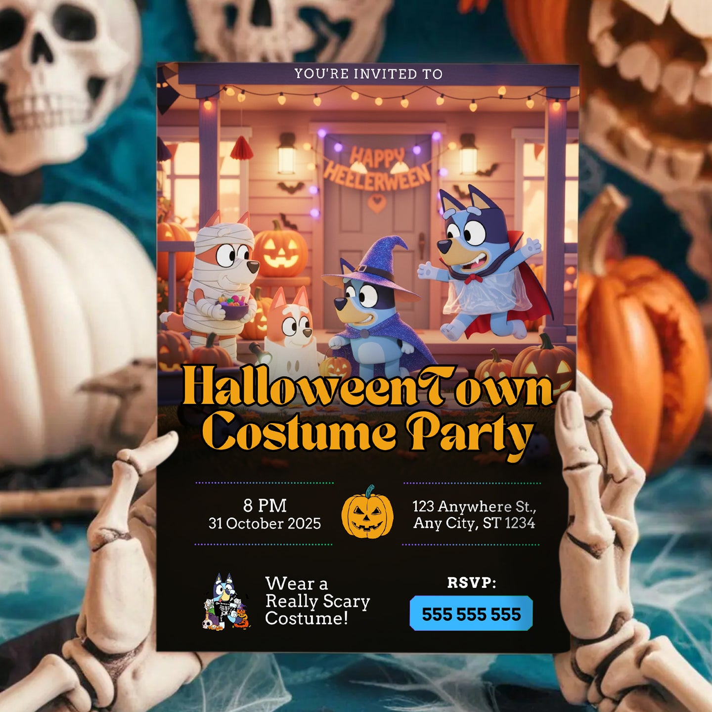 Bluey and Bingo Halloween Invitation - CreativeRino