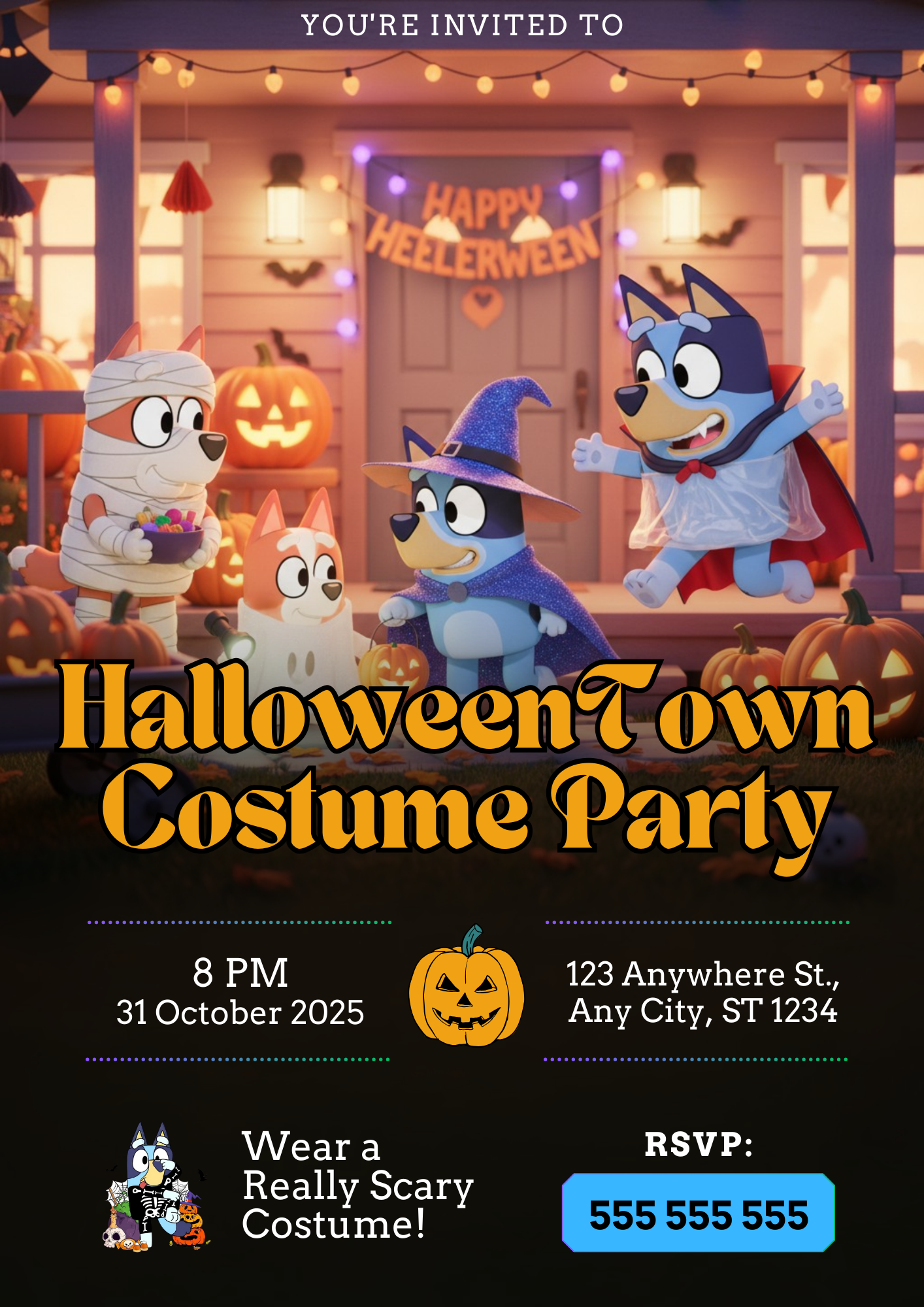 Bluey and Bingo Halloween Invitation - CreativeRino