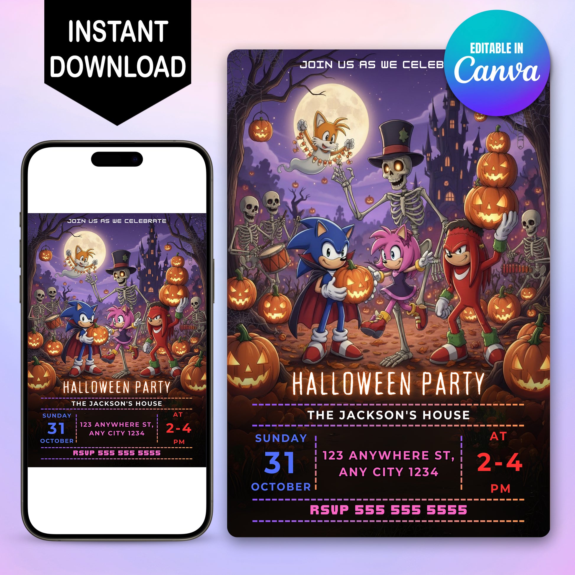 Sonic the Hedgehog Halloween Party Invite - CreativeRino