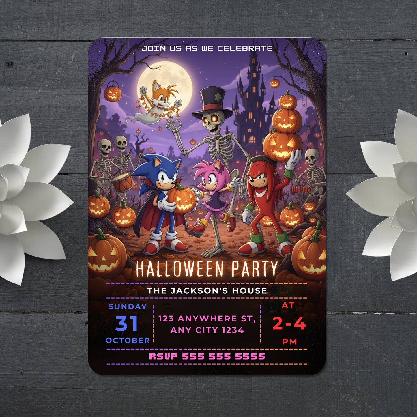 Sonic the Hedgehog Halloween Party Invite - CreativeRino