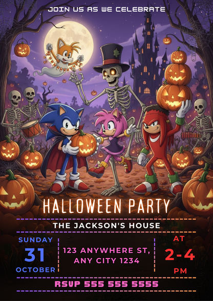 Sonic the Hedgehog Halloween Party Invite - CreativeRino