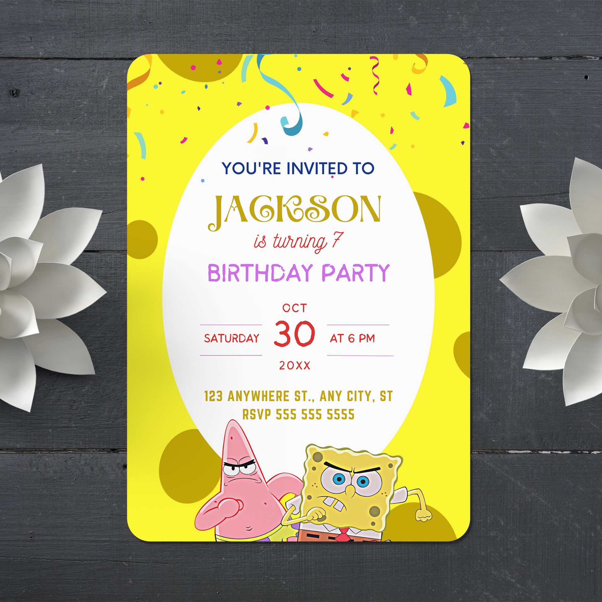 SpongeBob Birthday Invitation Template - CreativeRino