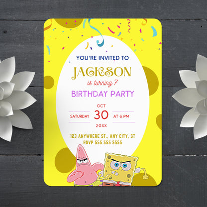SpongeBob Birthday Invitation Template - CreativeRino