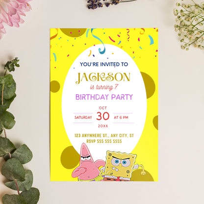 SpongeBob Birthday Invitation Template - CreativeRino