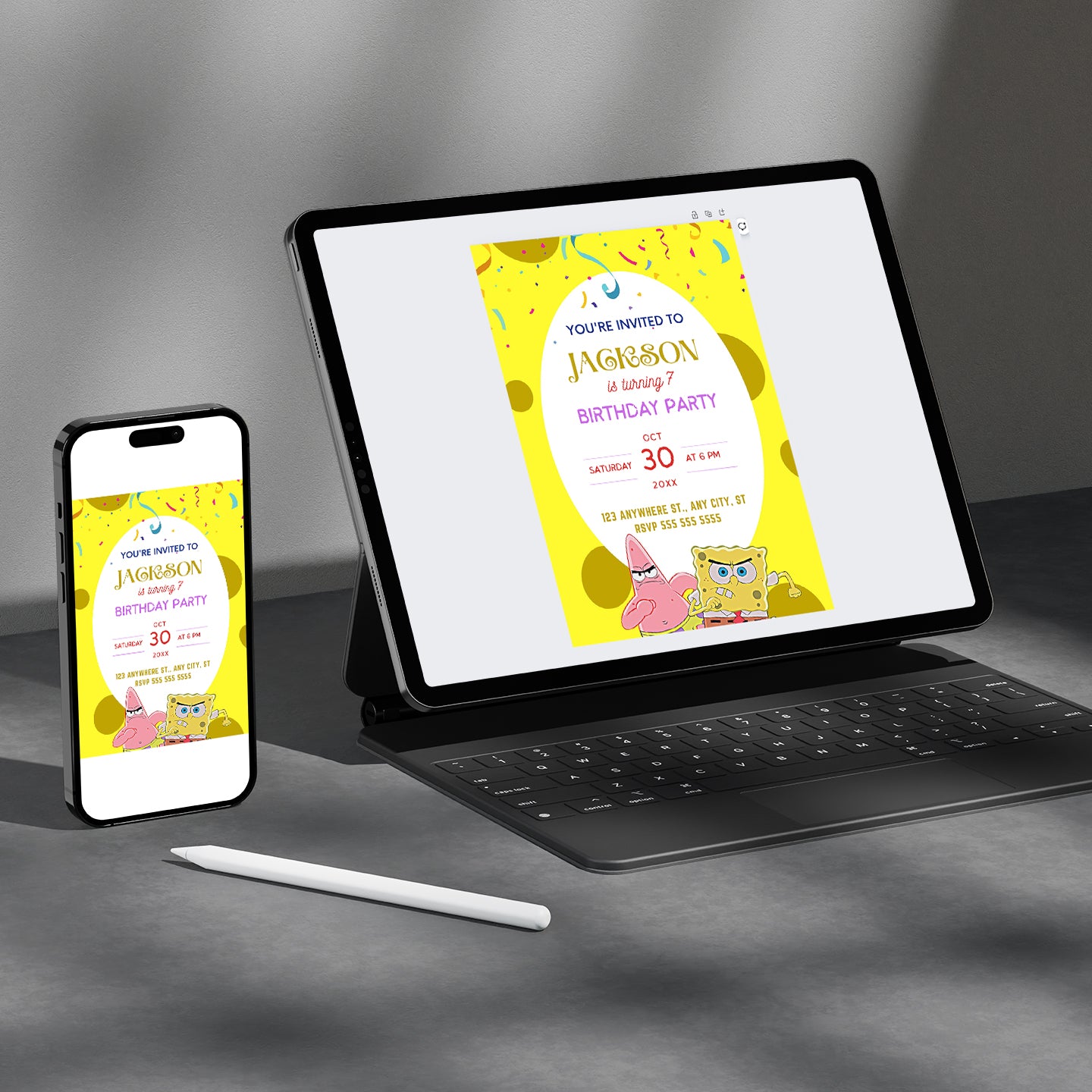 SpongeBob Birthday Invitation Template - CreativeRino