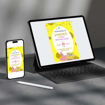 SpongeBob Birthday Invitation Template - CreativeRino