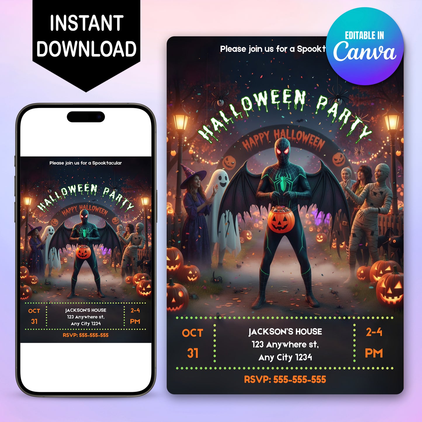 Spooky Spidey Halloween Party Invite - CreativeRino