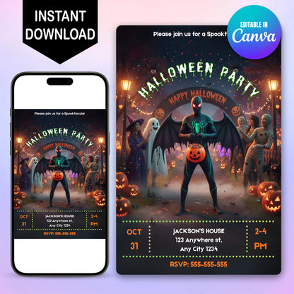 Spooky Spidey Halloween Party Invite - CreativeRino