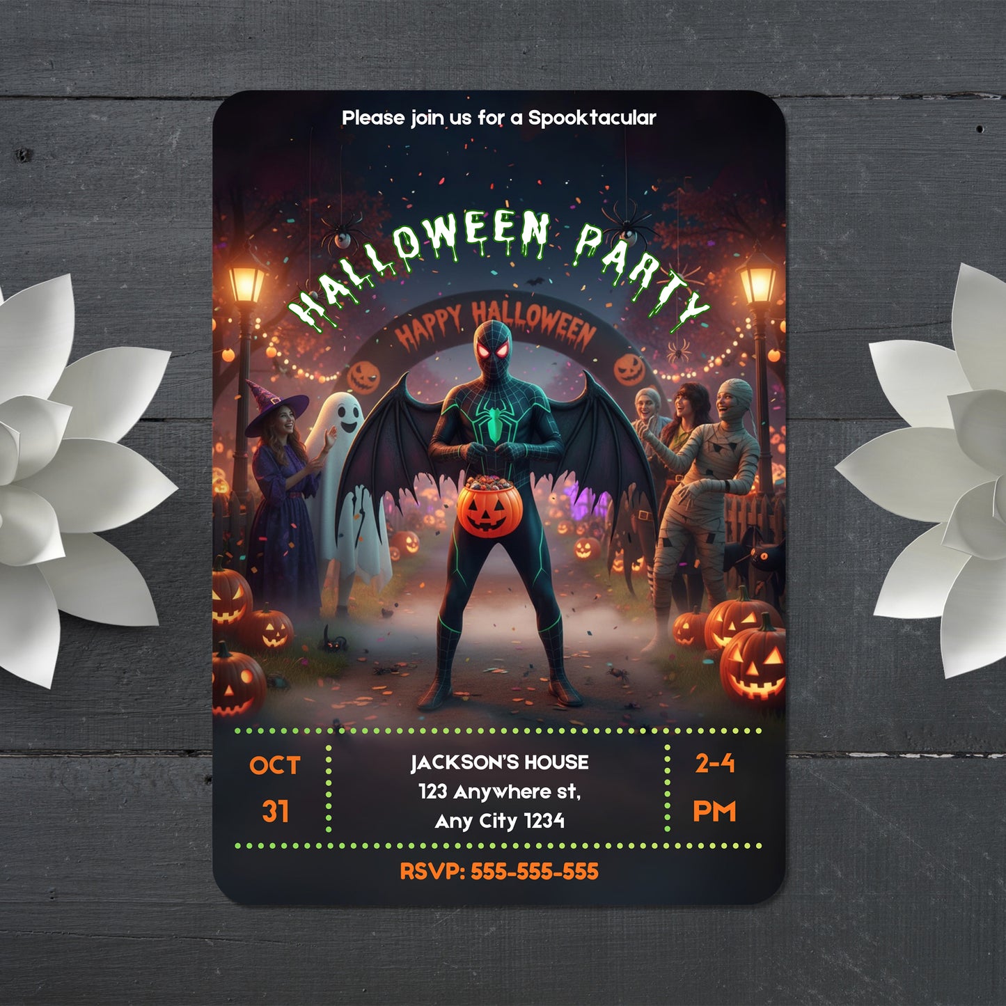 Spooky Spidey Halloween Party Invite - CreativeRino