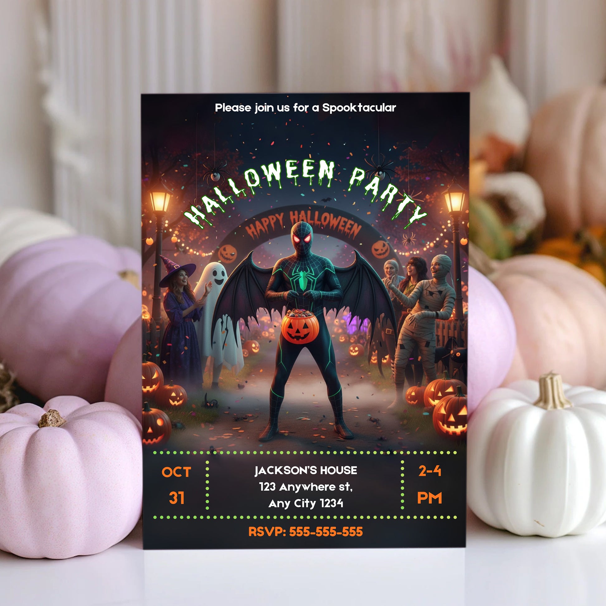 Spooky Spidey Halloween Party Invite - CreativeRino