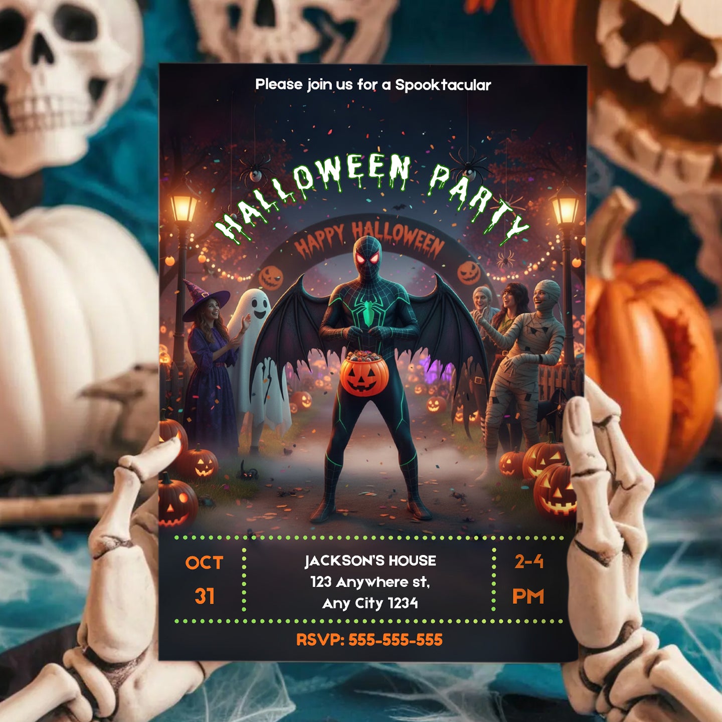 Spooky Spidey Halloween Party Invite - CreativeRino