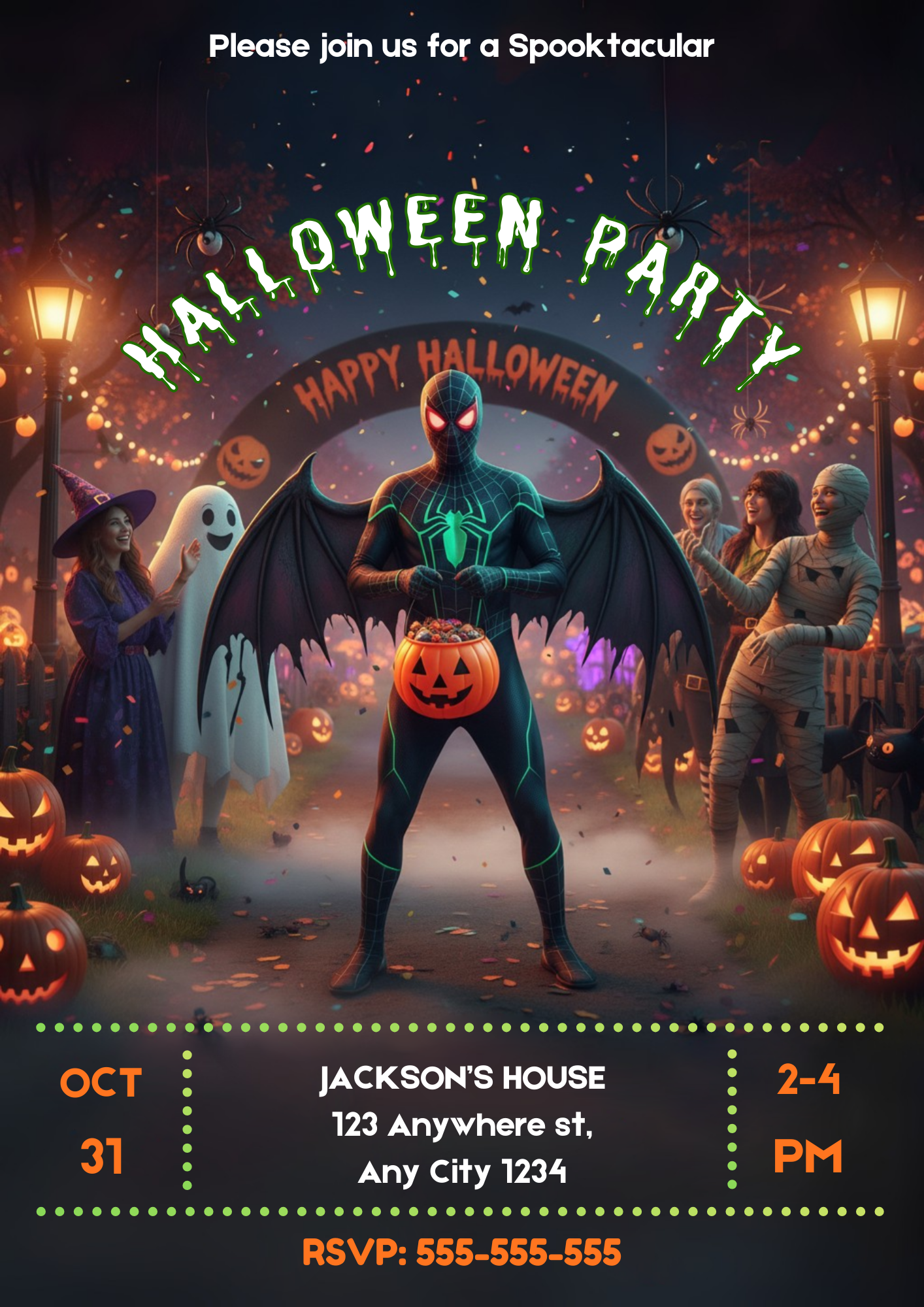Spooky Spidey Halloween Party Invite - CreativeRino