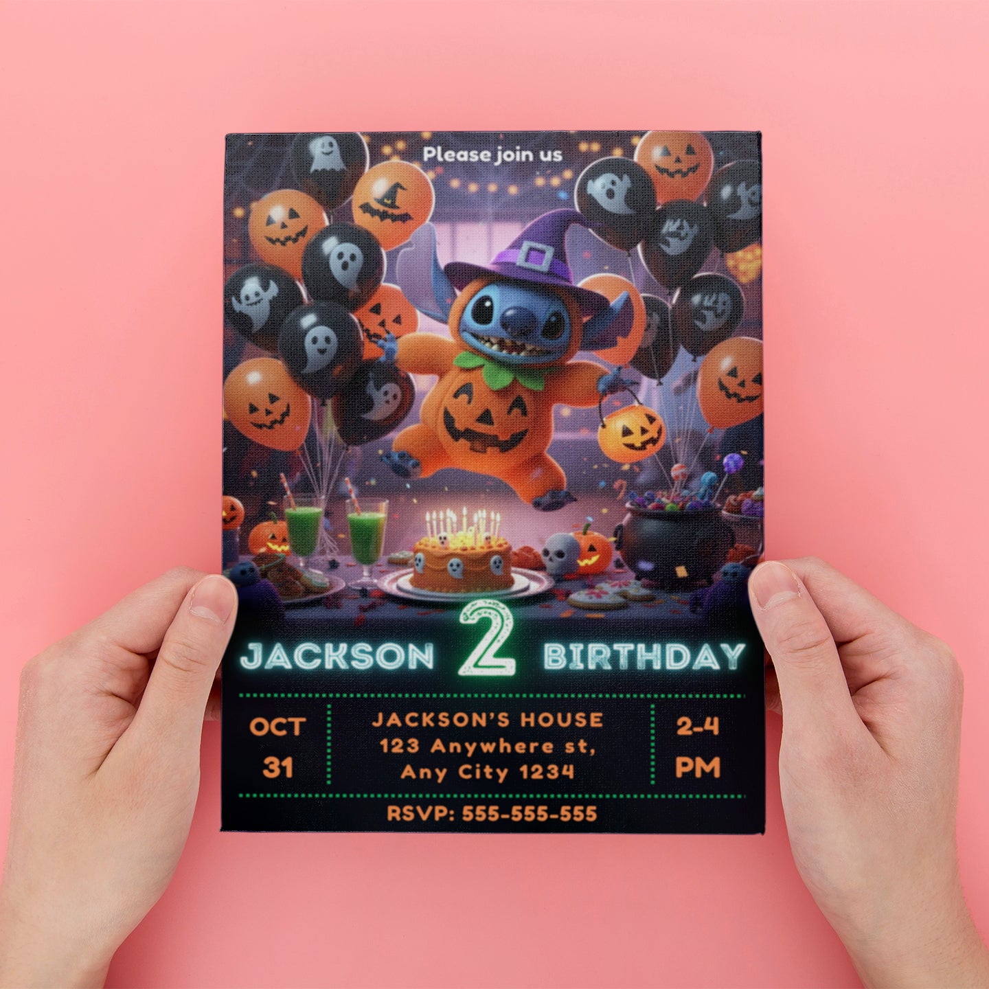 Lilo & Stitch Halloween Birthday Invitation - CreativeRino