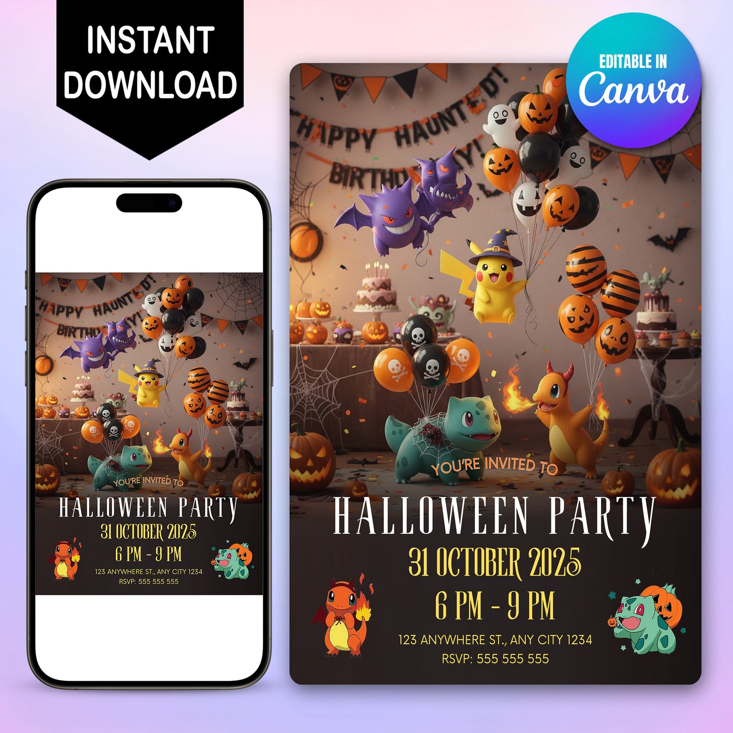 Pokemon and Friends Halloween Party Invitation - CreativeRino