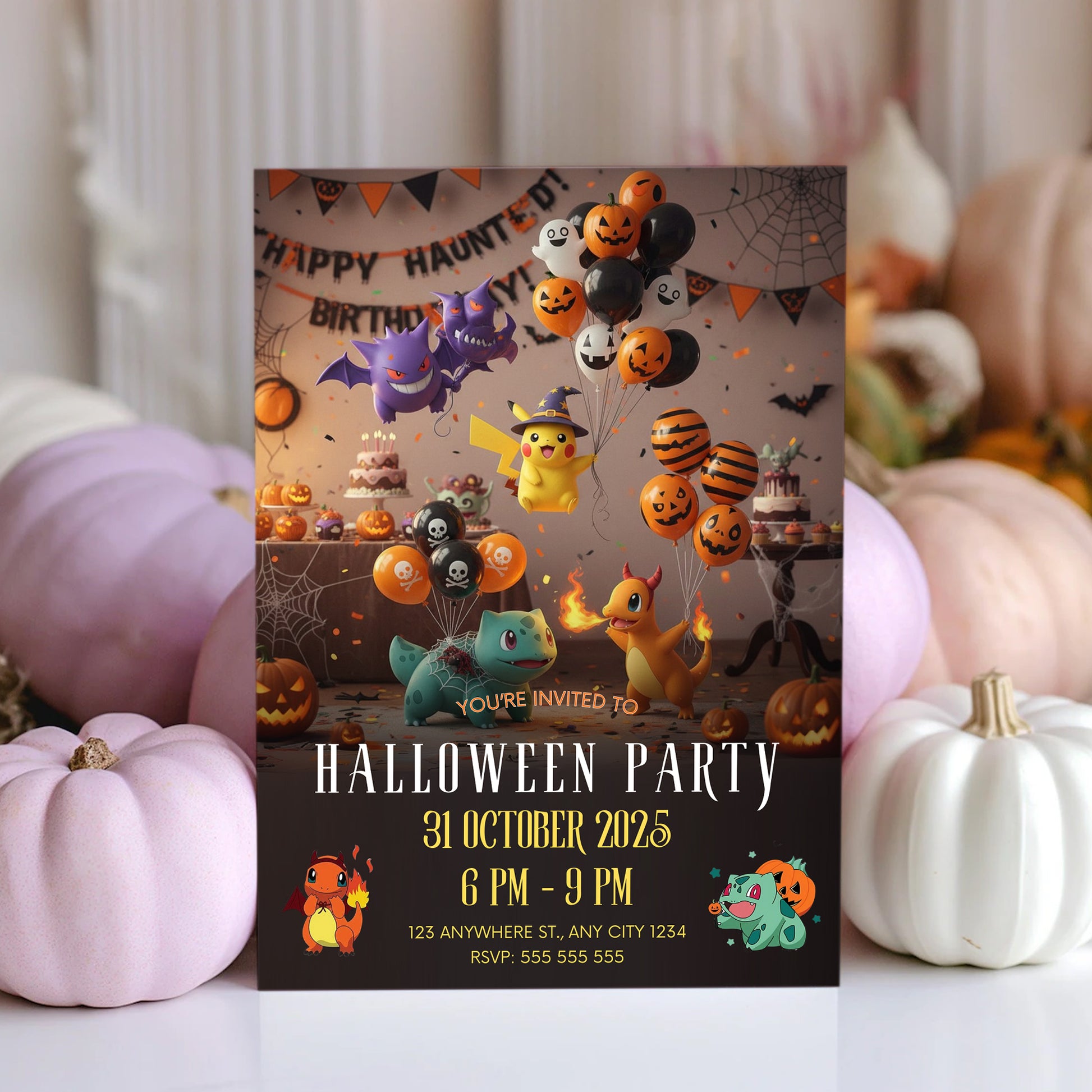 Pokemon and Friends Halloween Party Invitation - CreativeRino