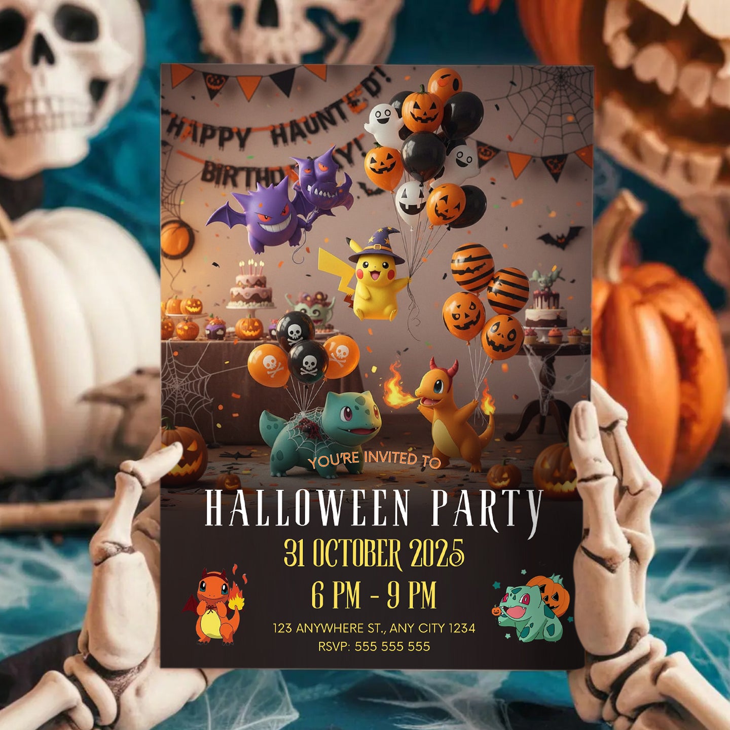 Pokemon and Friends Halloween Party Invitation - CreativeRino