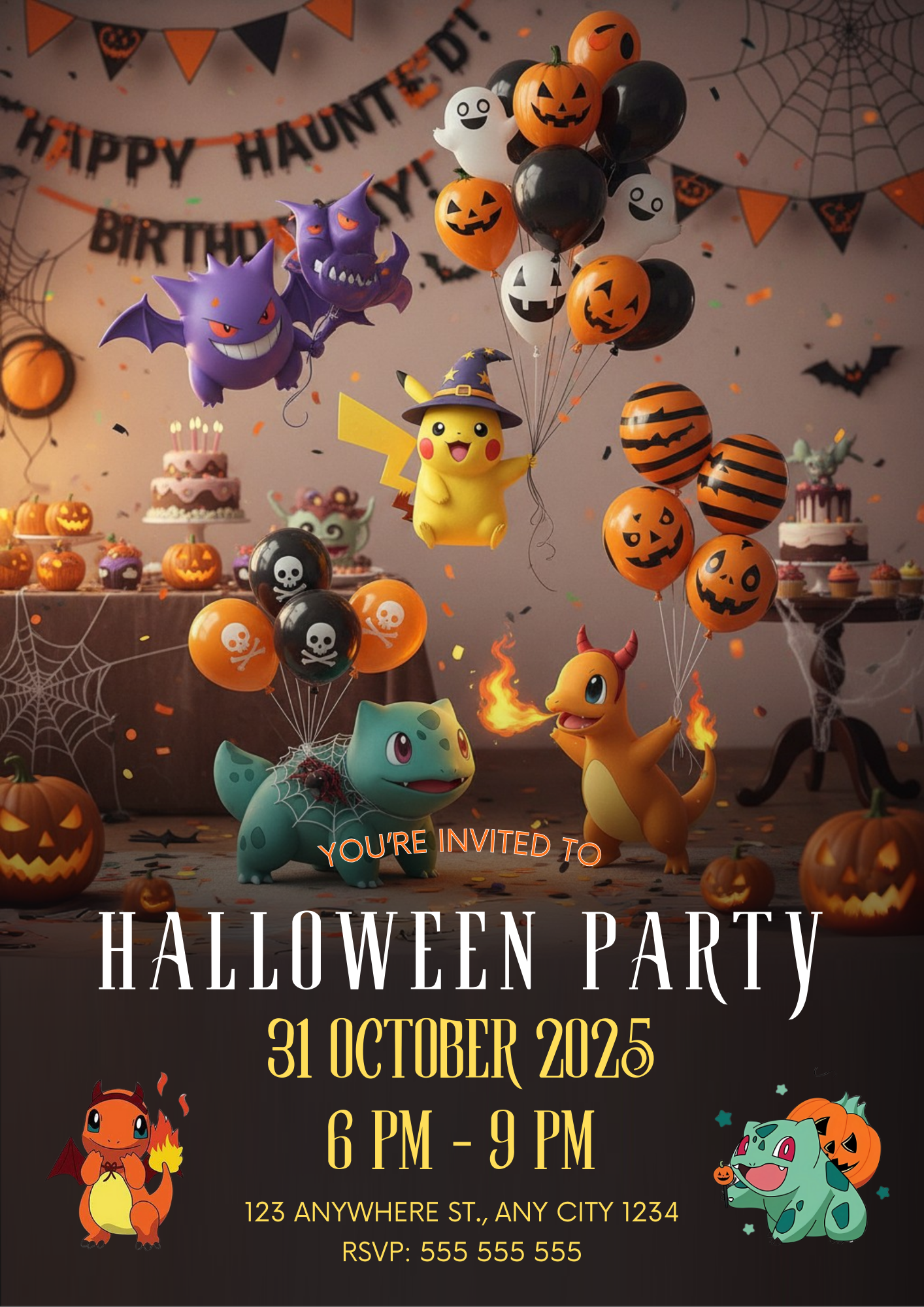Pokemon and Friends Halloween Party Invitation - CreativeRino