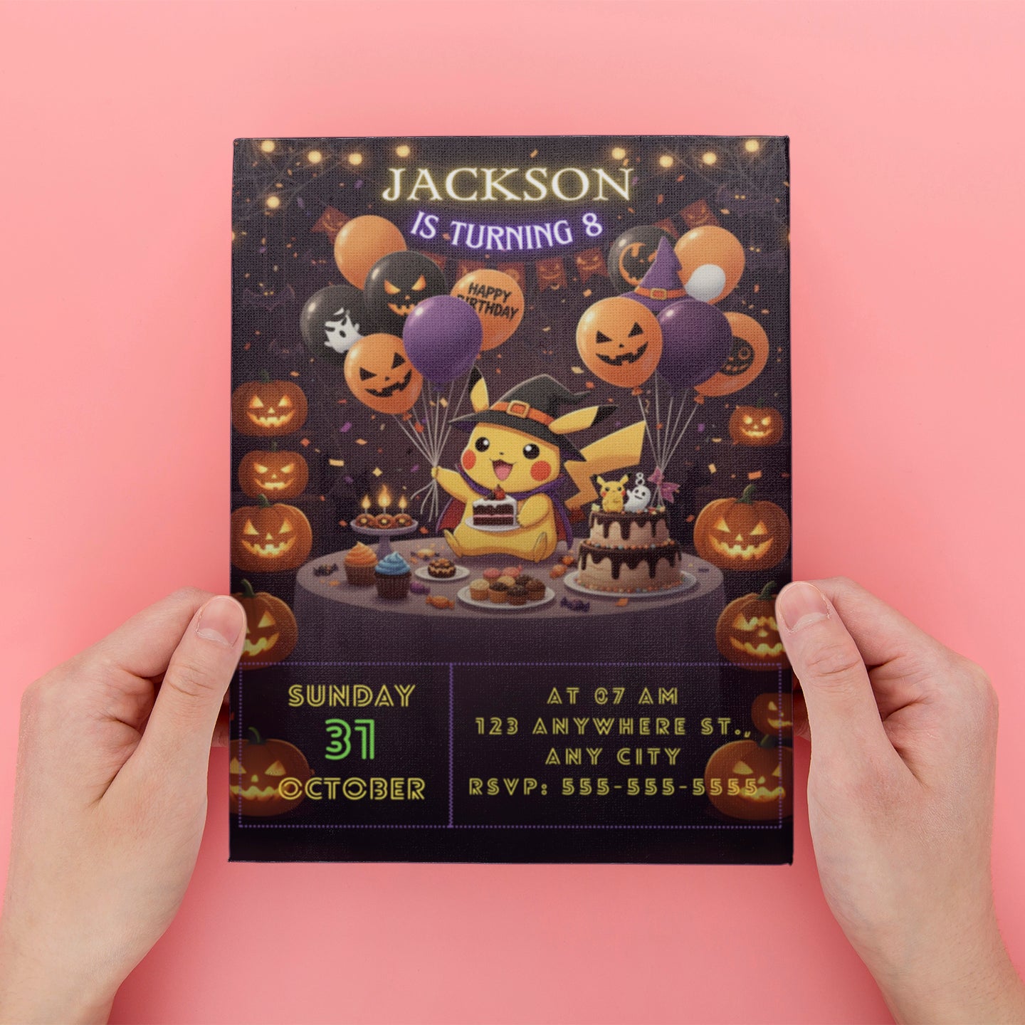 Pokemon Pikachu Halloween Birthday Invitation - CreativeRino