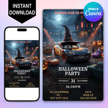 Lightning McQueen Halloween Invitation - CreativeRino