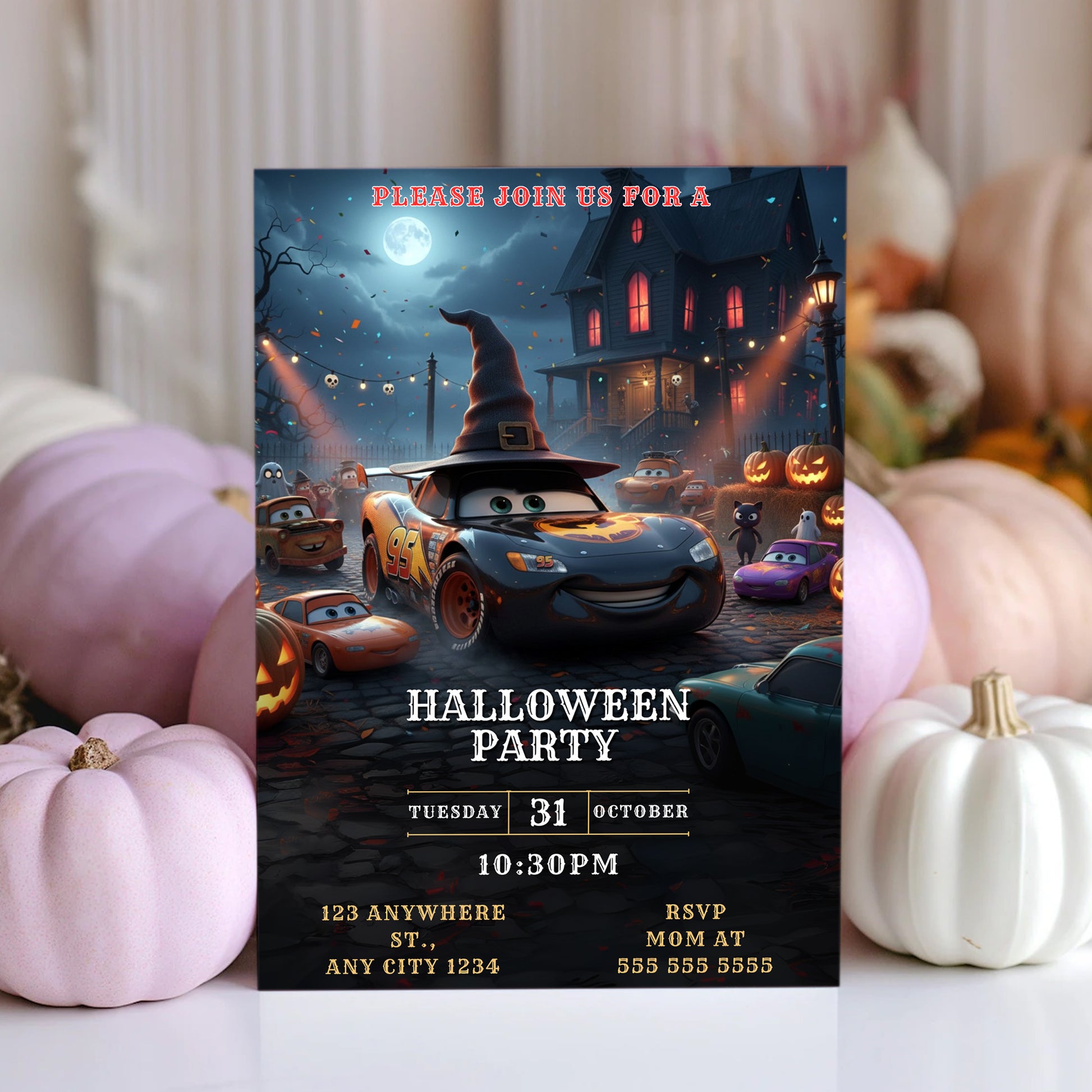 Lightning McQueen Halloween Invitation - CreativeRino
