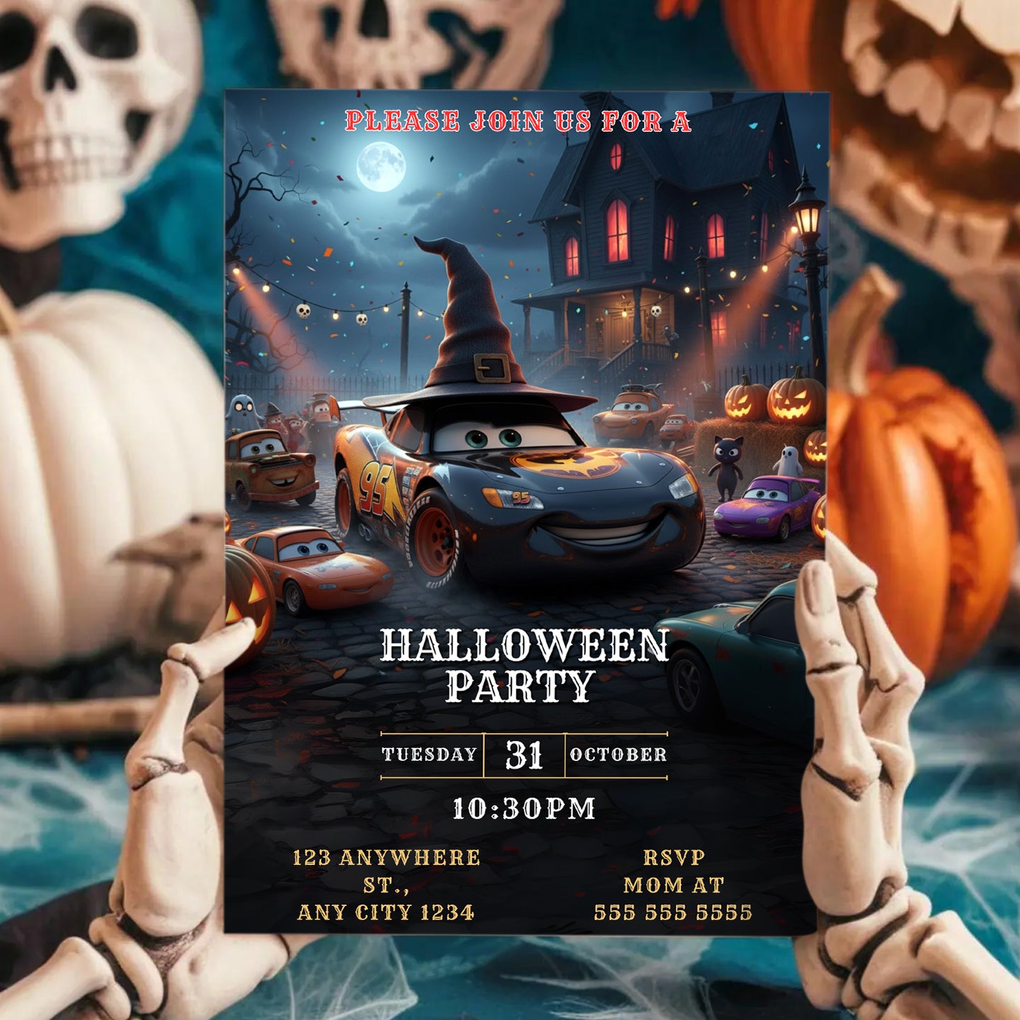 Lightning McQueen Halloween Invitation - CreativeRino