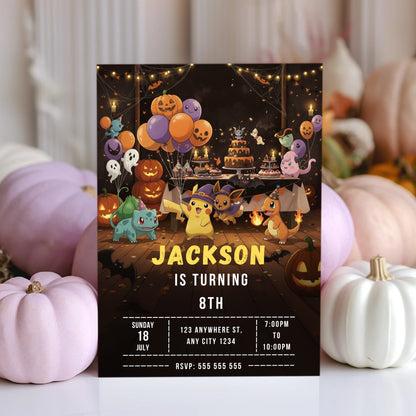 Pokemon Halloween Birthday Party Invitation - CreativeRino