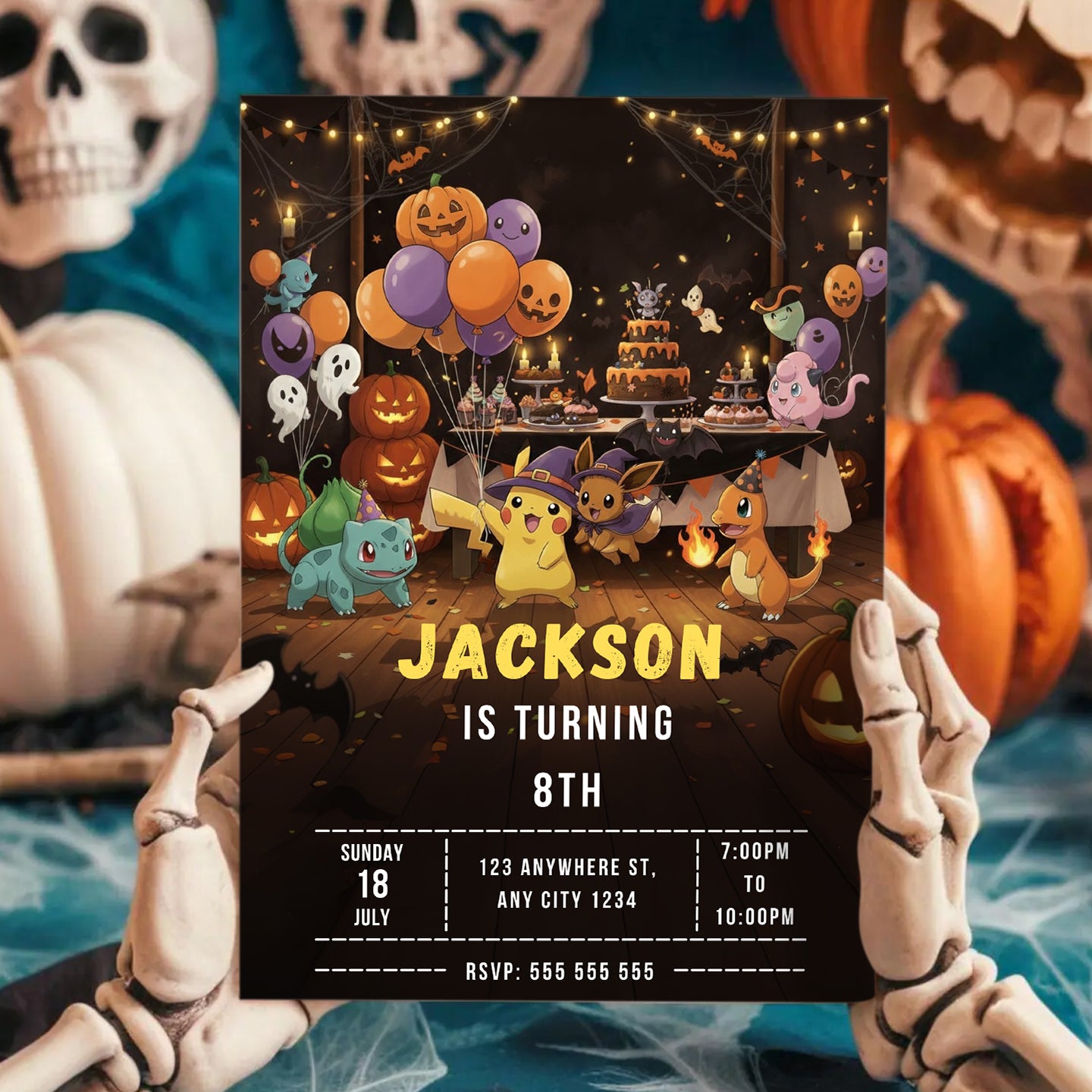 Pokemon Halloween Birthday Party Invitation - CreativeRino