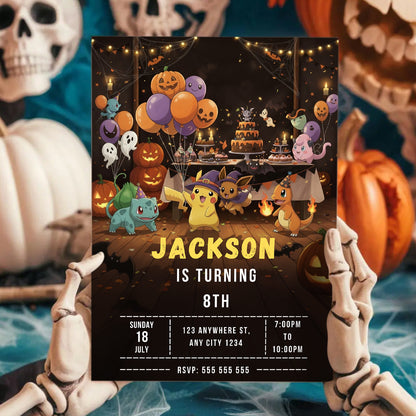 Pokemon Halloween Birthday Party Invitation - CreativeRino