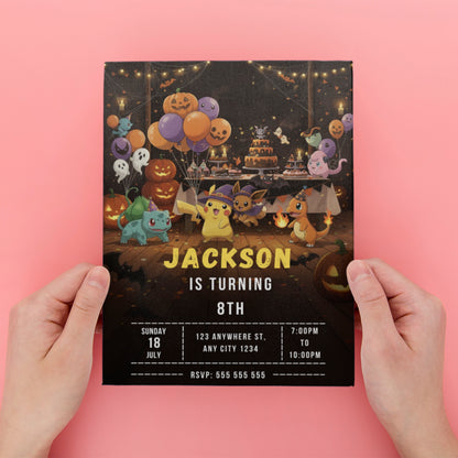 Pokemon Halloween Birthday Party Invitation - CreativeRino