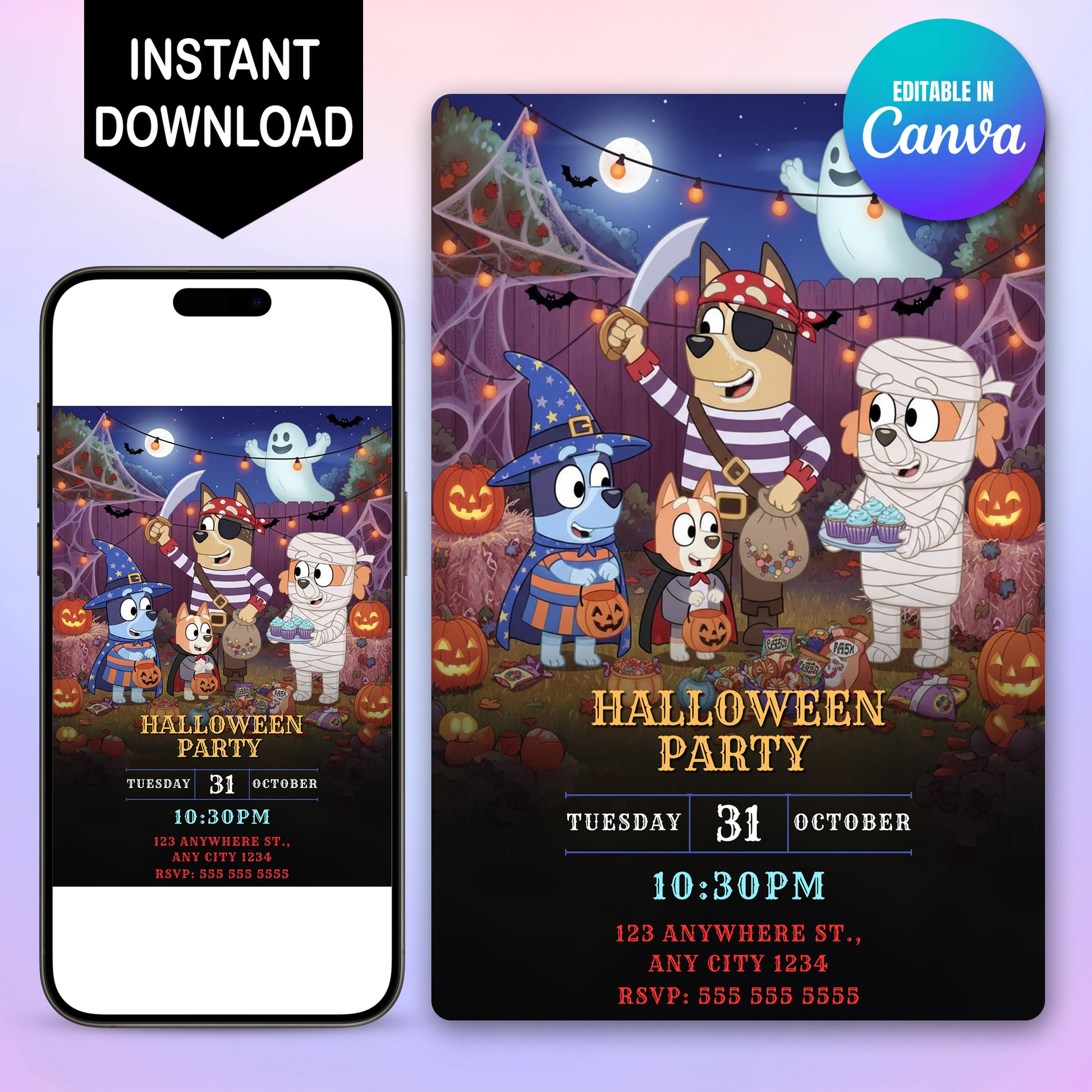 Bluey and Bingo Family Halloween Party Invitation - CreativeRino