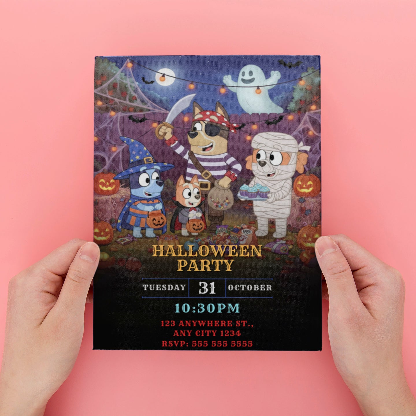 Bluey and Bingo Family Halloween Party Invitation - CreativeRino