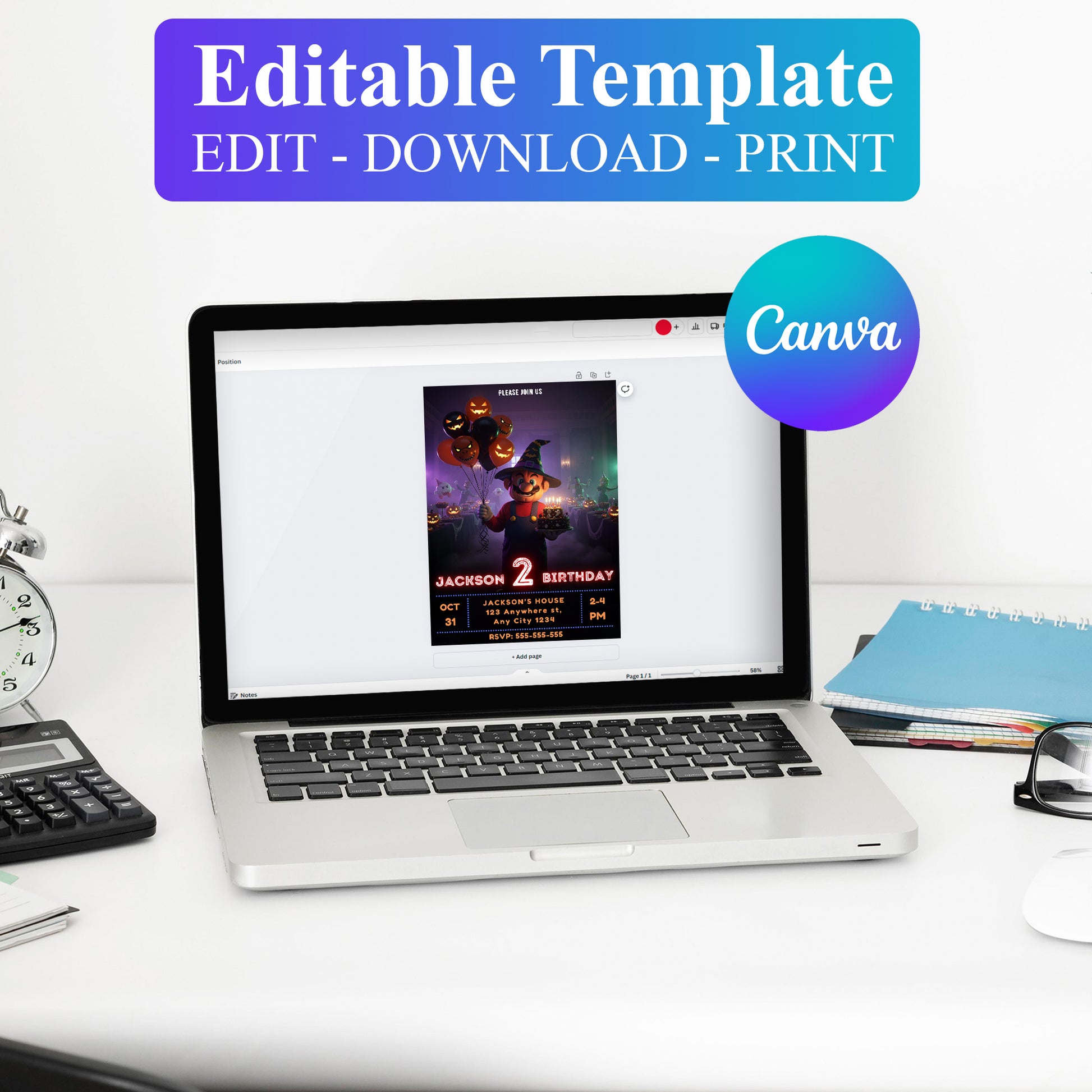 Super Mario Halloween Birthday Invitation - CreativeRino