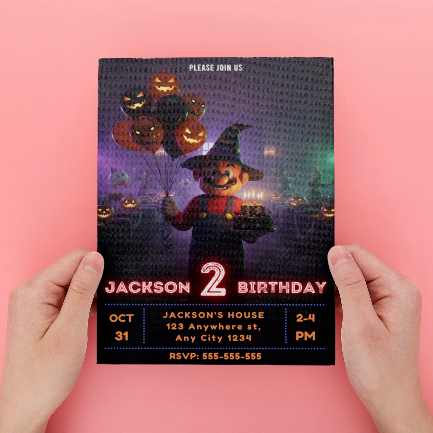 Super Mario Halloween Birthday Invitation - CreativeRino