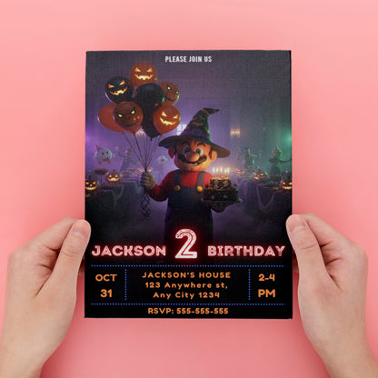 Super Mario Halloween Birthday Invitation - CreativeRino
