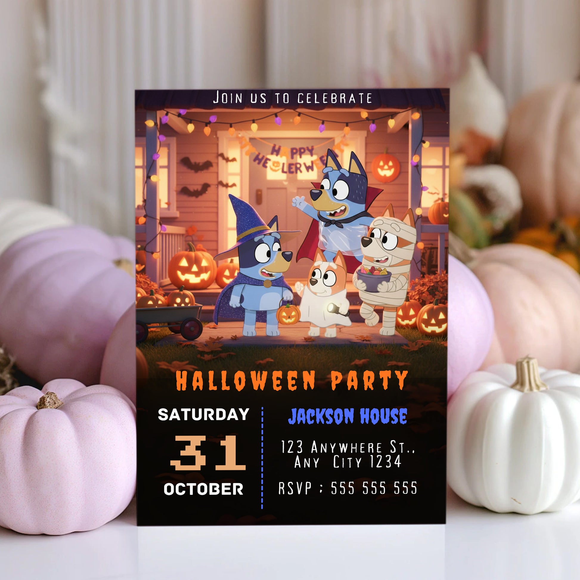 Bluey and Bingo Halloween Party Invitation - CreativeRino