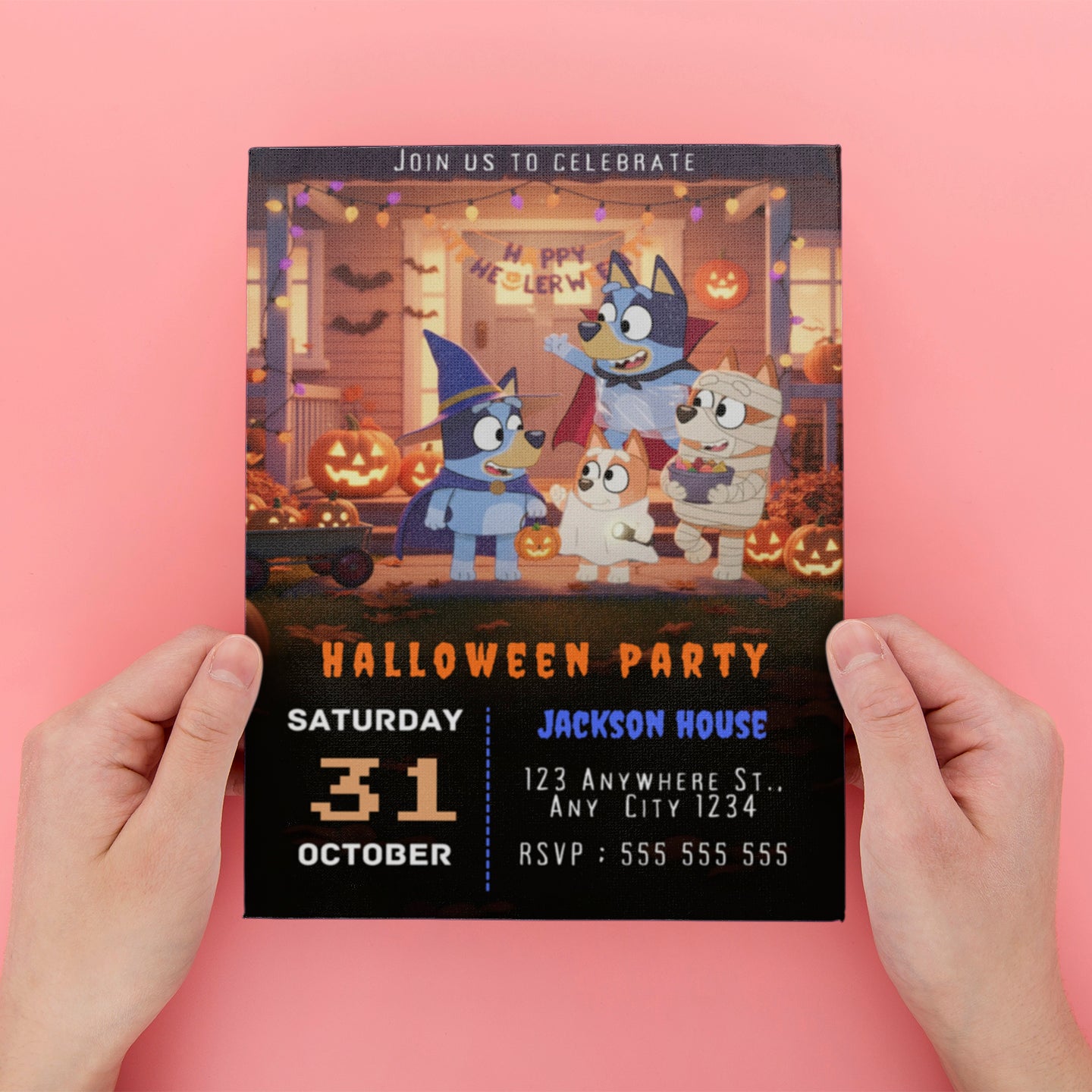 Bluey and Bingo Halloween Party Invitation - CreativeRino