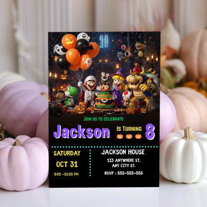 Editable Princess Peach Super Mario Bros Halloween Party Invite - CreativeRino