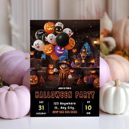 Editable Super Mario Bros Halloween Party Invite - CreativeRino