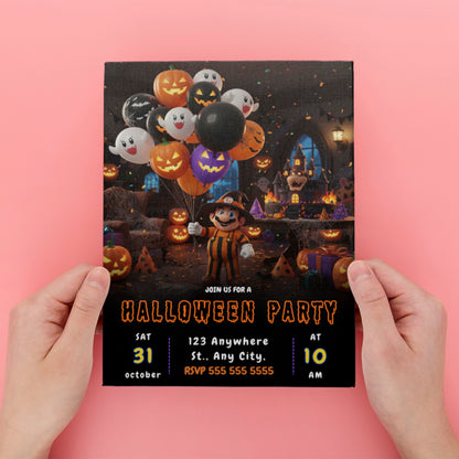 Editable Super Mario Bros Halloween Party Invite - CreativeRino