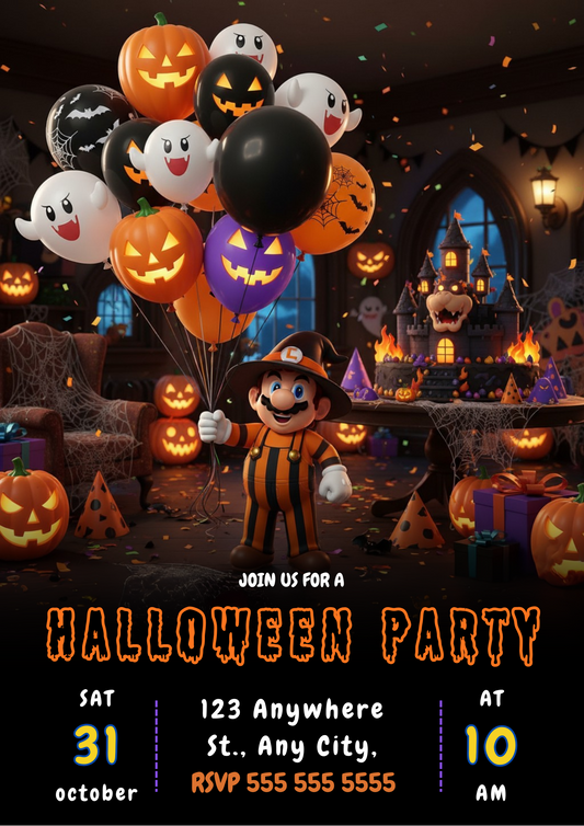 Editable Super Mario Bros Halloween Party Invite - CreativeRino