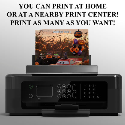 Lightning McQueen Car Halloween Birthday Invitation - CreativeRino