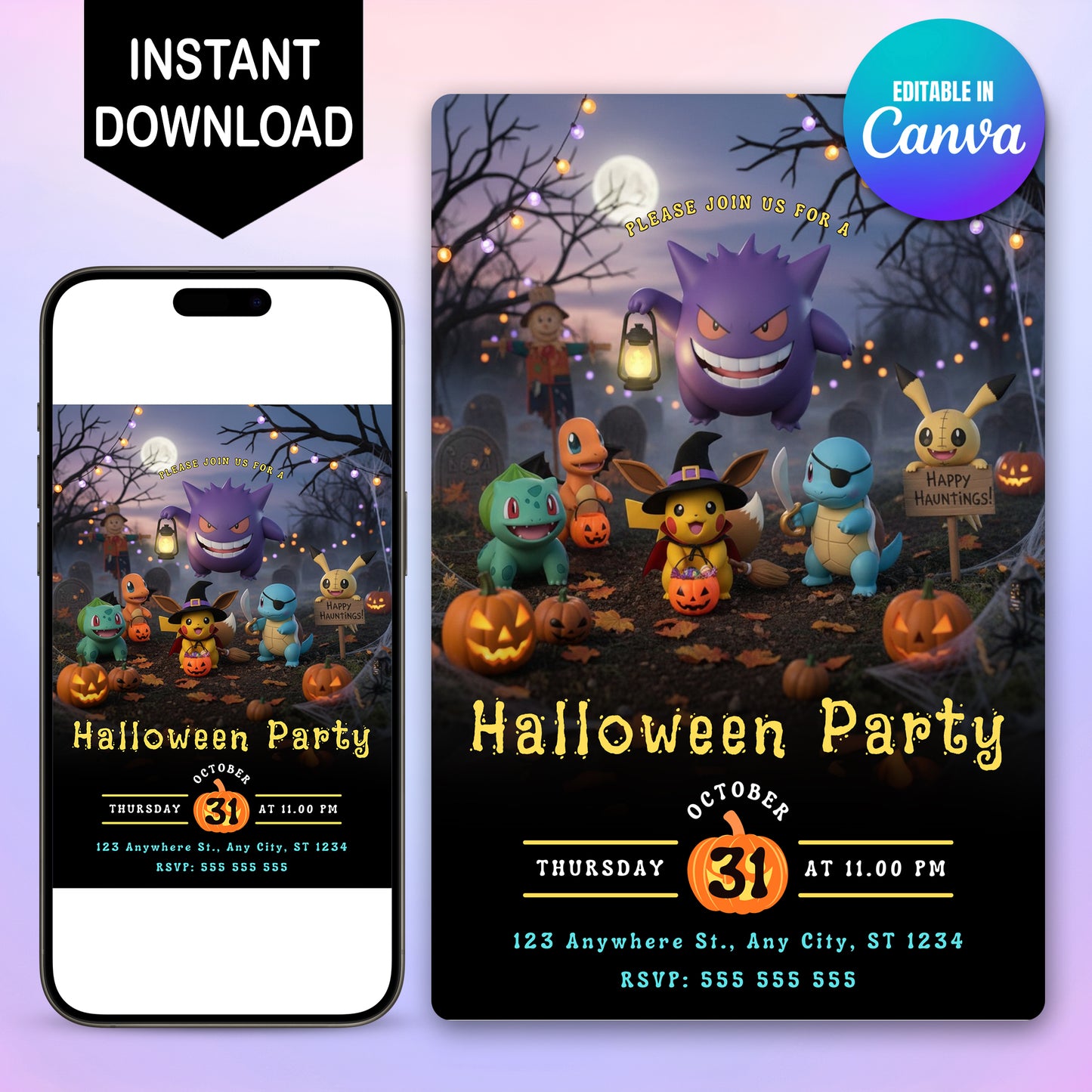 Pokemon Halloween Party Invitation - CreativeRino