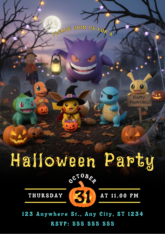 Pokemon Halloween Party Invitation - CreativeRino