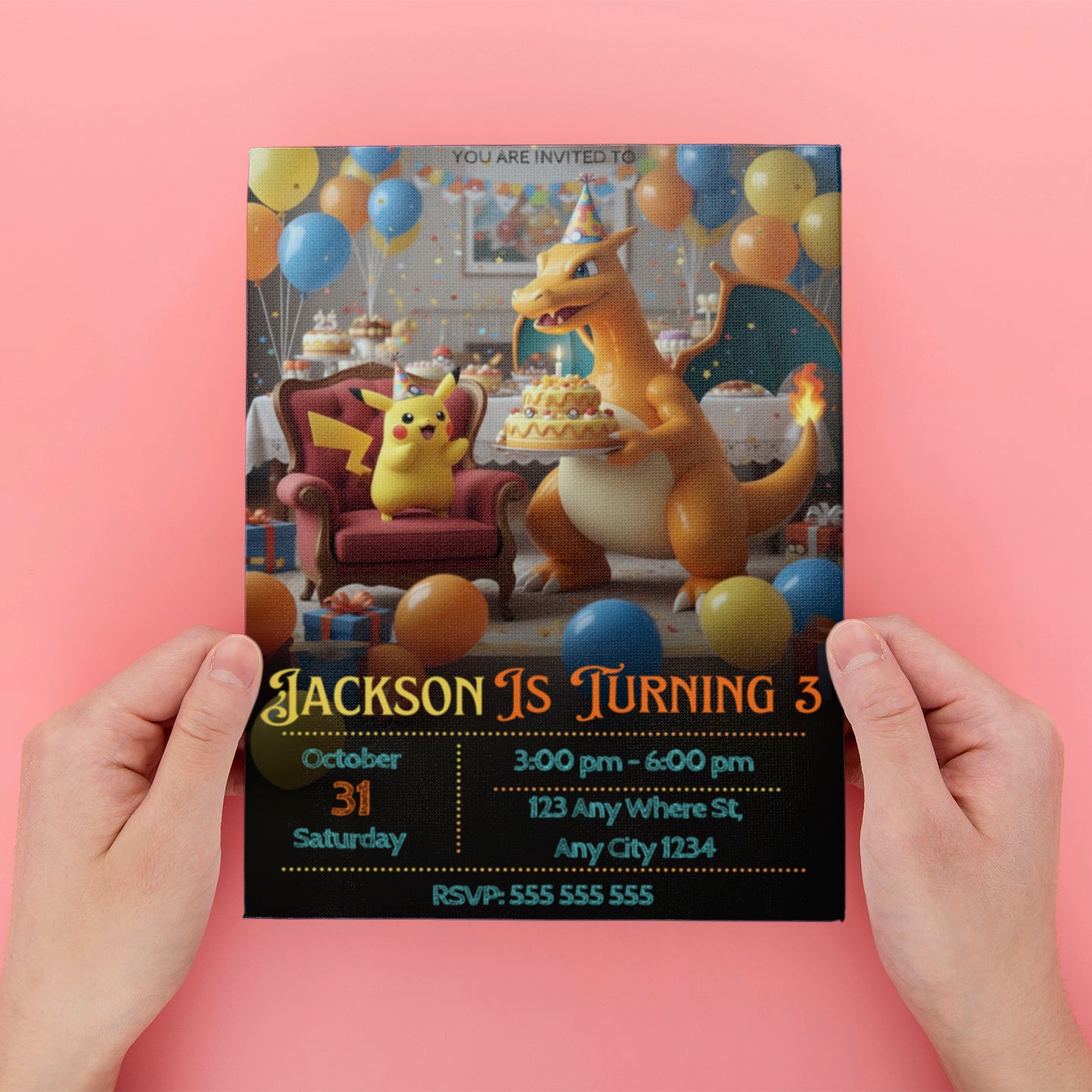 Charizard & Pikachu Birthday Invitation - CreativeRino