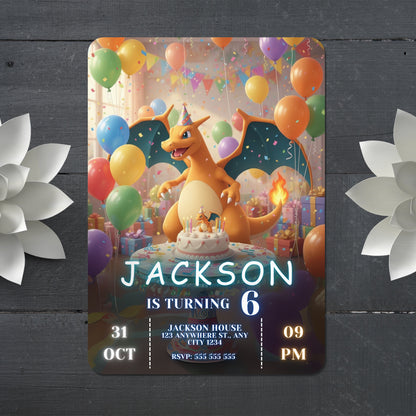 Charizard Birthday Invitation - CreativeRino