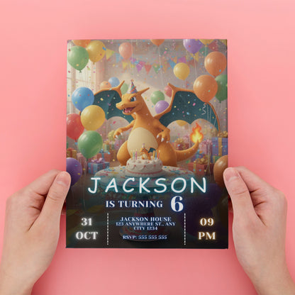 Charizard Birthday Invitation - CreativeRino