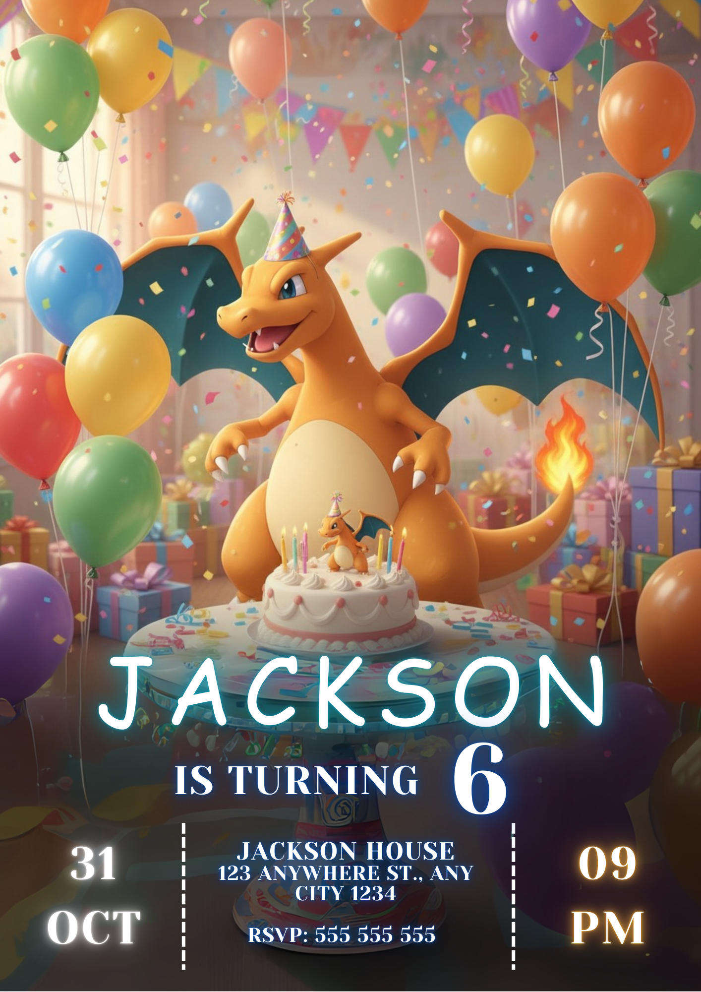 Charizard Birthday Invitation - CreativeRino