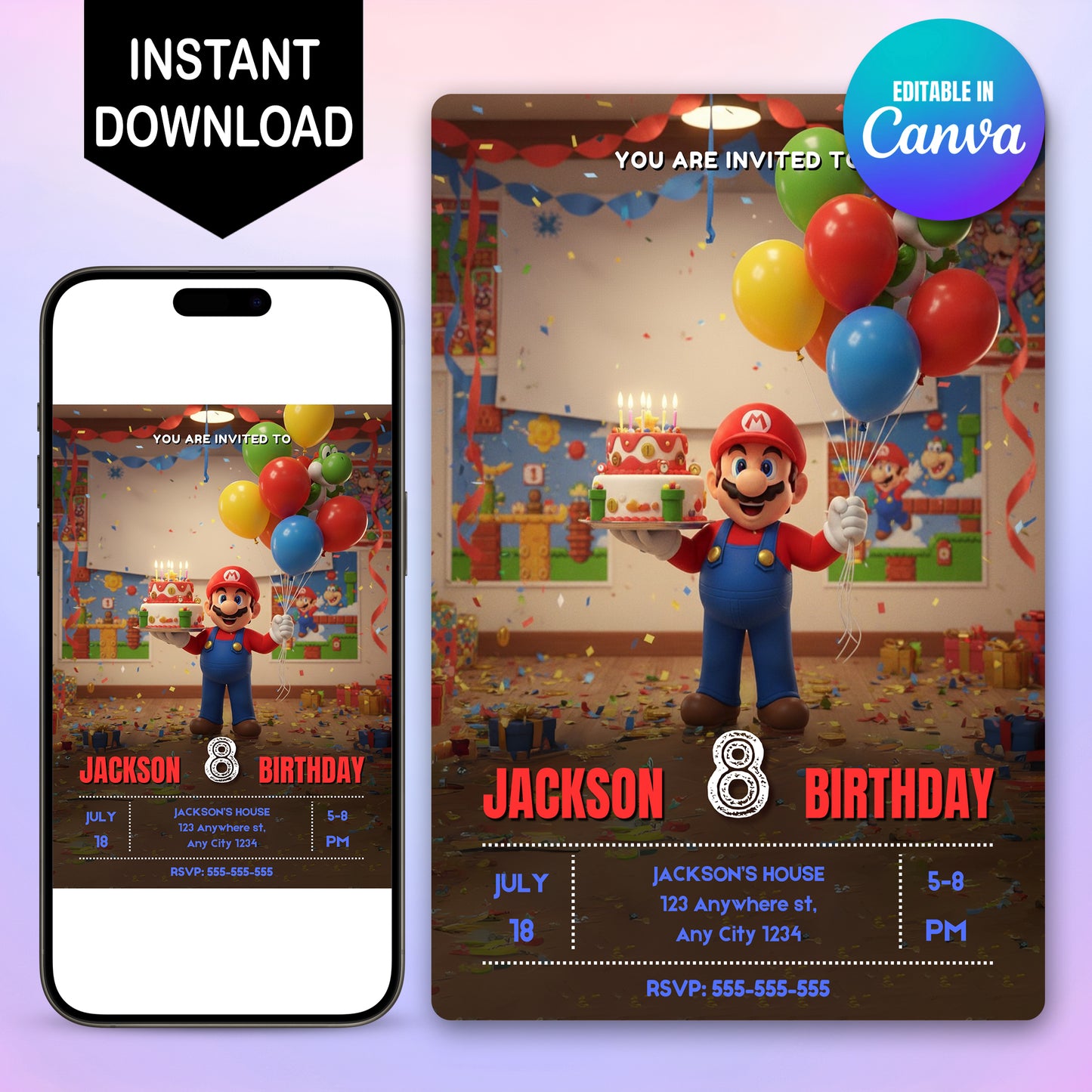 Super Mario Birthday Party Invitation - CreativeRino
